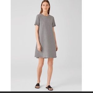 Eileen Fisher Organic Cotton Crew Neck Dress Large Grey